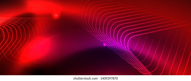 Shiny glowing design background, neon style lines, technology concept
