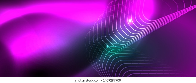 Fondo brillante de diseño, líneas de estilo neón, concepto de tecnología