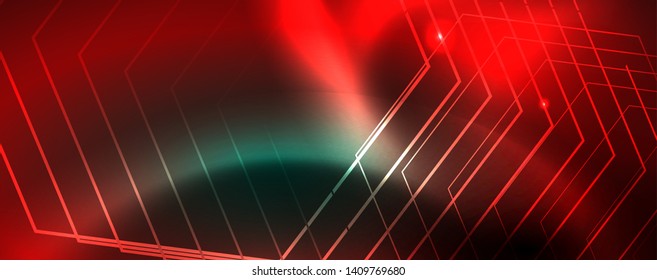 Shiny glowing design background, neon style lines, technology concept