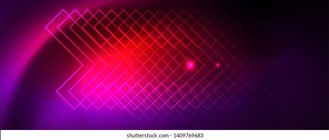 Shiny glowing design background, neon style lines, technology concept