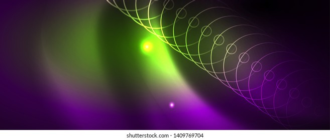 Shiny glowing design background, neon style lines, technology concept