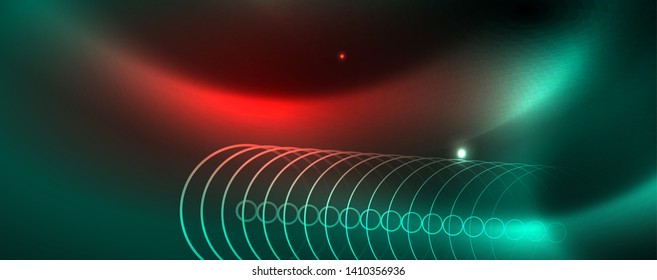 Shiny glowing design background, neon style lines, technology concept