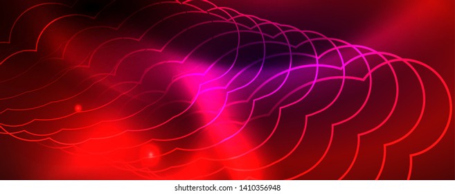 Shiny glowing design background, neon style lines, technology concept