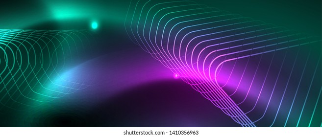 Fondo brillante de diseño, líneas de estilo neón, concepto de tecnología