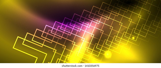 Fondo brillante de diseño, líneas de estilo neón, concepto de tecnología
