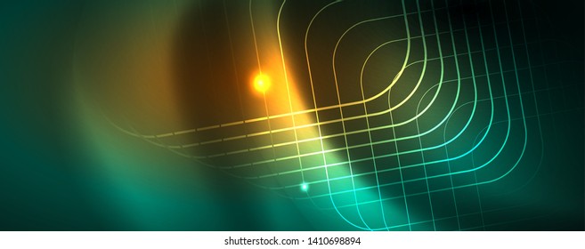 Shiny glowing design background, neon style lines, technology concept