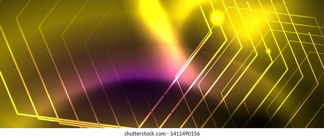 glänzend glänzender Designhintergrund, neonische Linien, Technologiekonzept