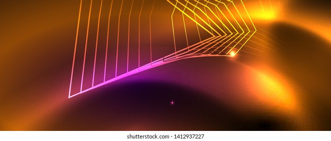 Shiny glowing design background, neon style lines, technology concept