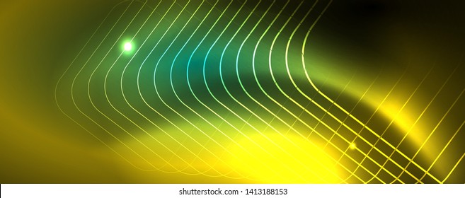 glänzend glänzender Designhintergrund, neonische Linien, Technologiekonzept