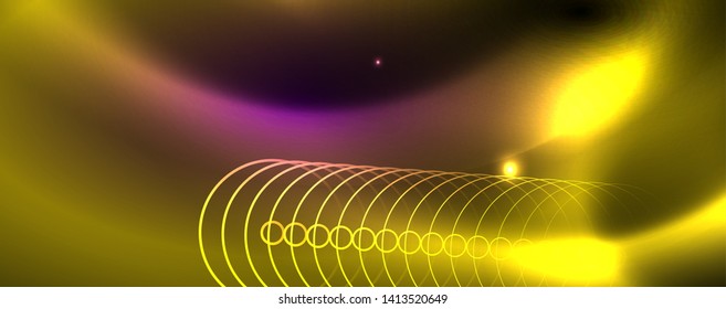 glänzend glänzender Designhintergrund, neonische Linien, Technologiekonzept