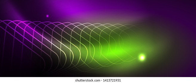 Shiny glowing design background, neon style lines, technology concept