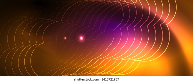 Shiny glowing design background, neon style lines, technology concept