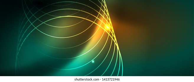 Shiny glowing design background, neon style lines, technology concept
