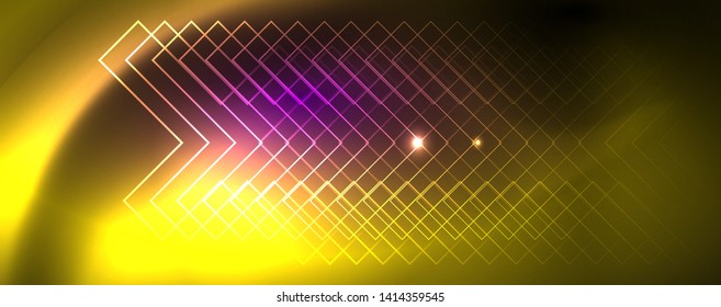 glänzend glänzender Designhintergrund, neonische Linien, Technologiekonzept