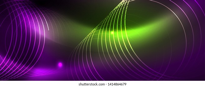 Shiny glowing design background, neon style lines, technology concept