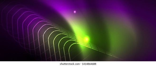 Shiny glowing design background, neon style lines, technology concept