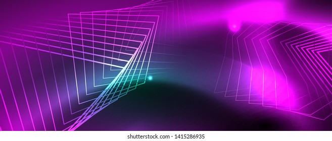 Shiny glowing design background, neon style lines, technology concept