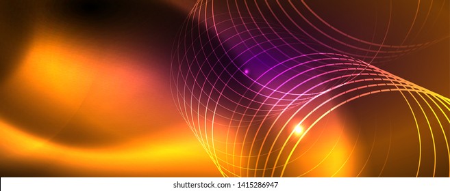 Shiny glowing design background, neon style lines, technology concept