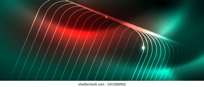 Shiny glowing design background, neon style lines, technology concept