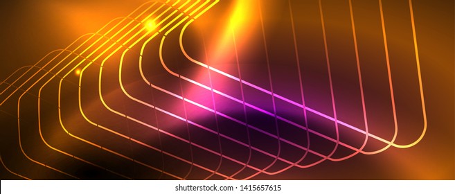 glänzend glänzender Designhintergrund, neonische Linien, Technologiekonzept