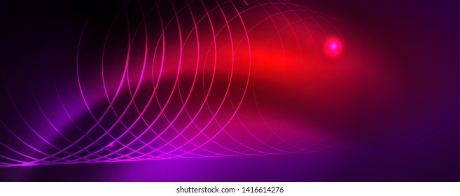 Shiny glowing design background, neon style lines, technology concept