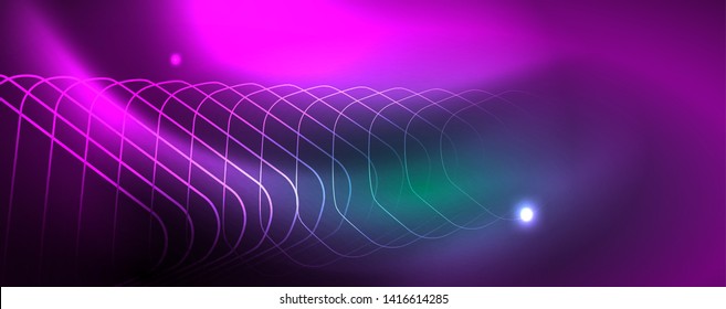 Shiny glowing design background, neon style lines, technology concept