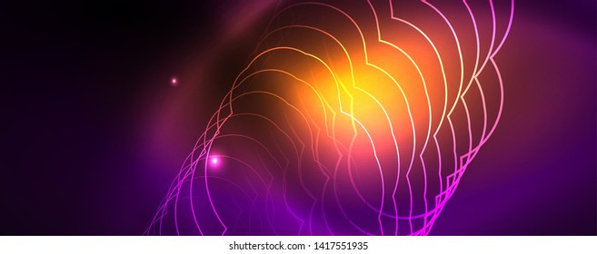 Shiny glowing design background, neon style lines, technology concept