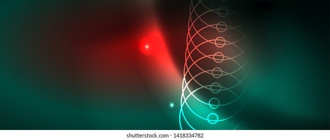 Shiny glowing design background, neon style lines, technology concept