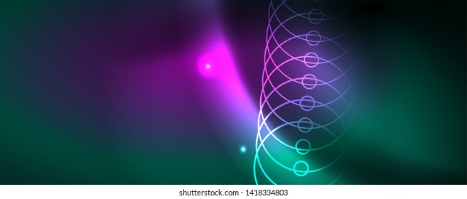 Shiny glowing design background, neon style lines, technology concept