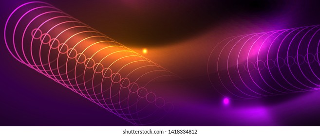 Shiny glowing design background, neon style lines, technology concept