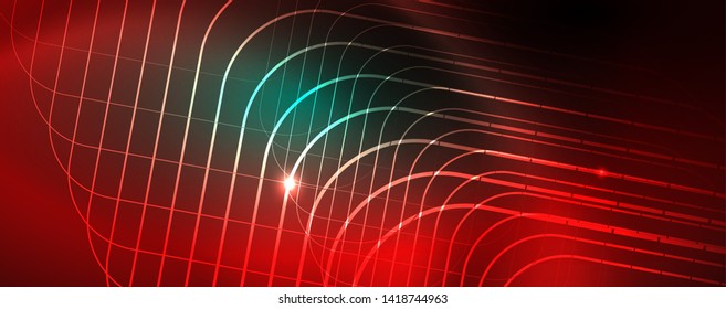 Fondo brillante de diseño, líneas de estilo neón, concepto de tecnología