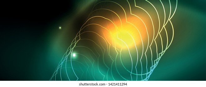Shiny glowing design background, neon style lines, technology concept