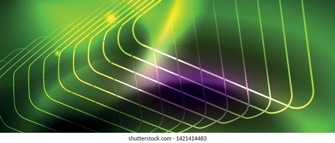 Shiny glowing design background, neon style lines, technology concept
