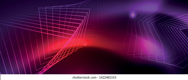 Shiny glowing design background, neon style lines, technology concept
