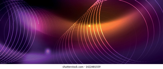 Fondo brillante de diseño, líneas de estilo neón, concepto de tecnología