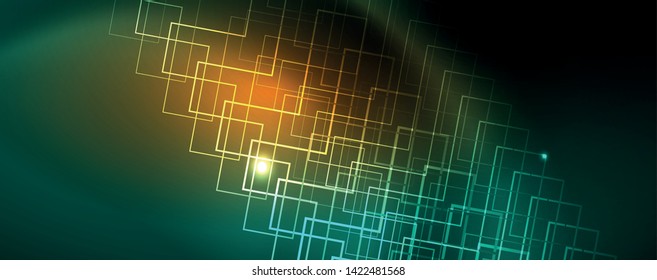 Shiny glowing design background, neon style lines, technology concept