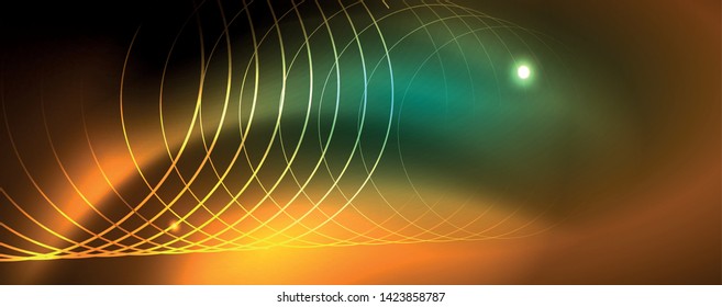 Fondo brillante de diseño, líneas de estilo neón, concepto de tecnología