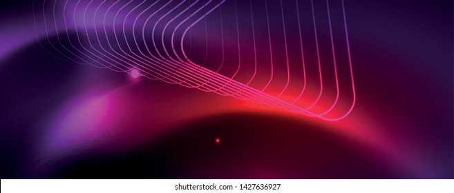 Shiny glowing design background, neon style lines, technology concept