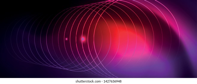 Shiny glowing design background, neon style lines, technology concept