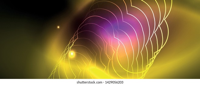 Shiny glowing design background, neon style lines, technology concept