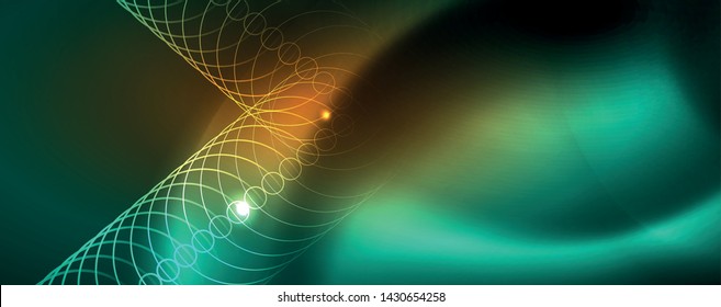 Shiny glowing design background, neon style lines, technology concept