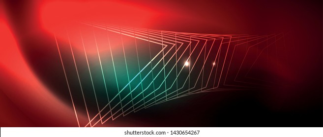 Shiny glowing design background, neon style lines, technology concept