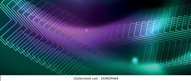 Fondo brillante de diseño, líneas de estilo neón, concepto de tecnología