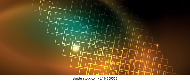 Fondo brillante de diseño, líneas de estilo neón, concepto de tecnología