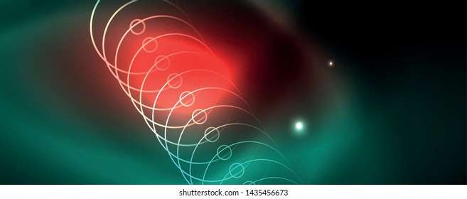 Shiny glowing design background, neon style lines, technology concept
