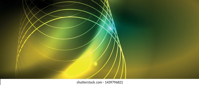 Shiny glowing design background, neon style lines, technology concept