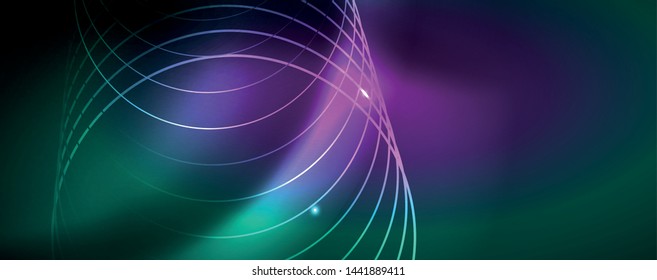 Shiny glowing design background, neon style lines, technology concept