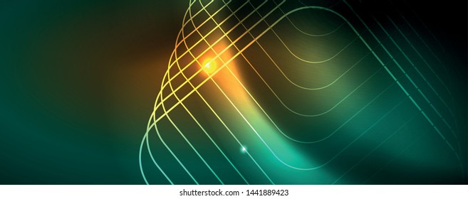 Fondo brillante de diseño, líneas de estilo neón, concepto de tecnología