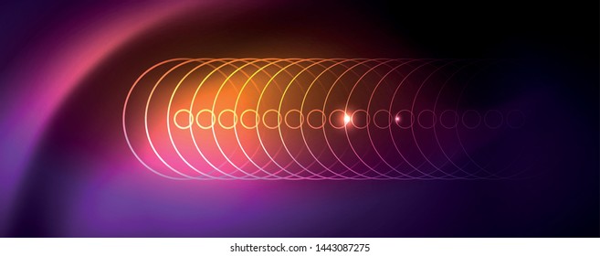 Shiny glowing design background, neon style lines, technology concept