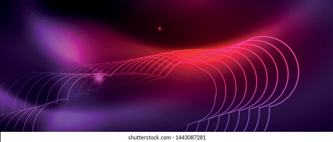 glänzend glänzender Designhintergrund, neonische Linien, Technologiekonzept